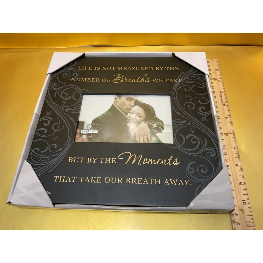 Malden Designs 4x6 Life Moments Quote Photo Frame Black Gold 4276-46